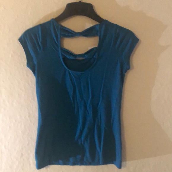 Teal Bow Tie Back Tee - Picture 8 of 11